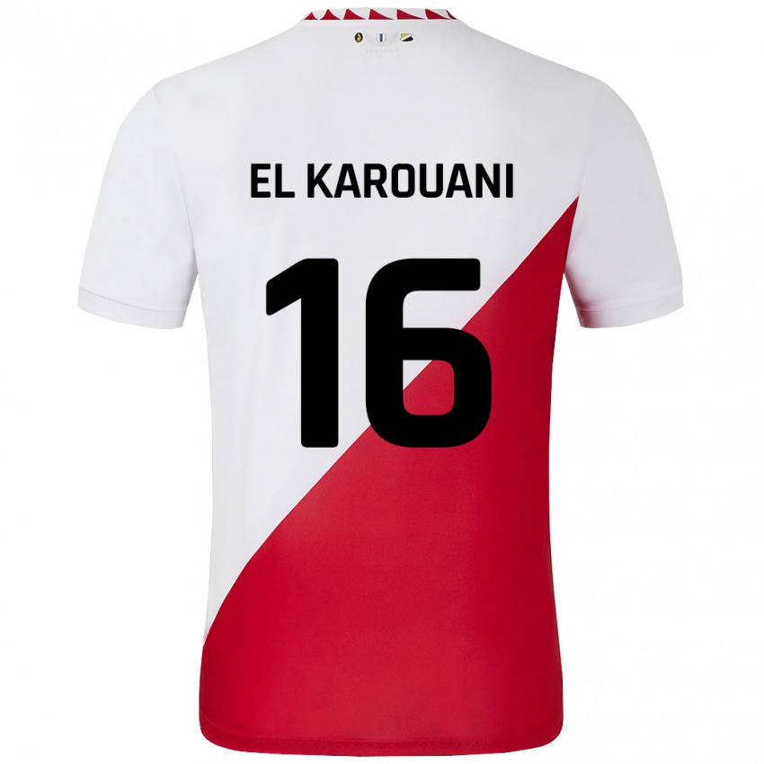 Niño Camiseta Souffian El Karouani #16 Blanco Rojo 1ª Equipación 2024/25 La Camisa Argentina