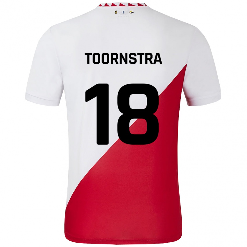 Niño Camiseta Jens Toornstra #18 Blanco Rojo 1ª Equipación 2024/25 La Camisa Argentina