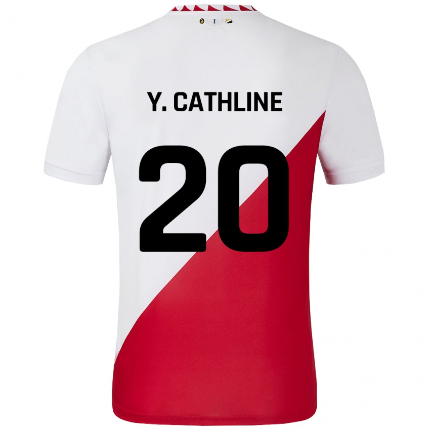 Niño Camiseta Yoann Cathline #20 Blanco Rojo 1ª Equipación 2024/25 La Camisa Argentina