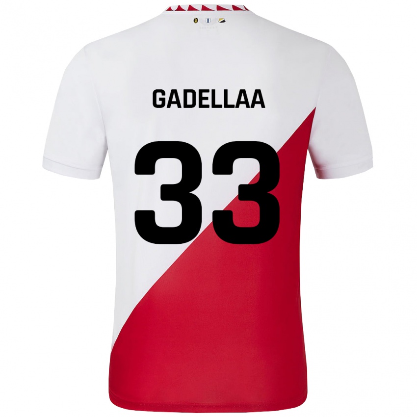 Niño Camiseta Kevin Gadellaa #33 Blanco Rojo 1ª Equipación 2024/25 La Camisa Argentina