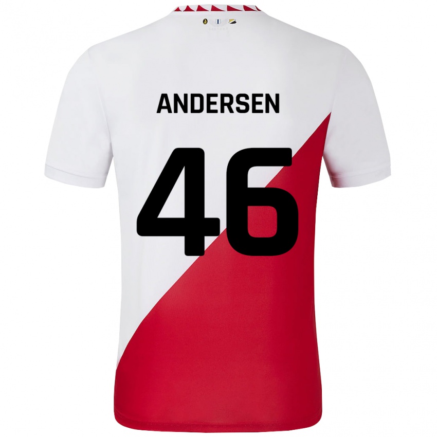 Niño Camiseta Silas Andersen #46 Blanco Rojo 1ª Equipación 2024/25 La Camisa Argentina