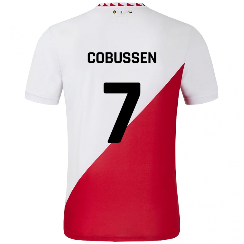 Niño Camiseta Sophie Cobussen #7 Blanco Rojo 1ª Equipación 2024/25 La Camisa Argentina