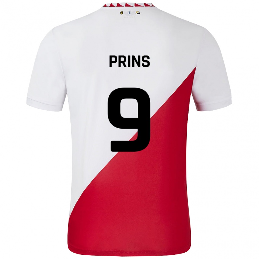 Niño Camiseta Femke Prins #9 Blanco Rojo 1ª Equipación 2024/25 La Camisa Argentina