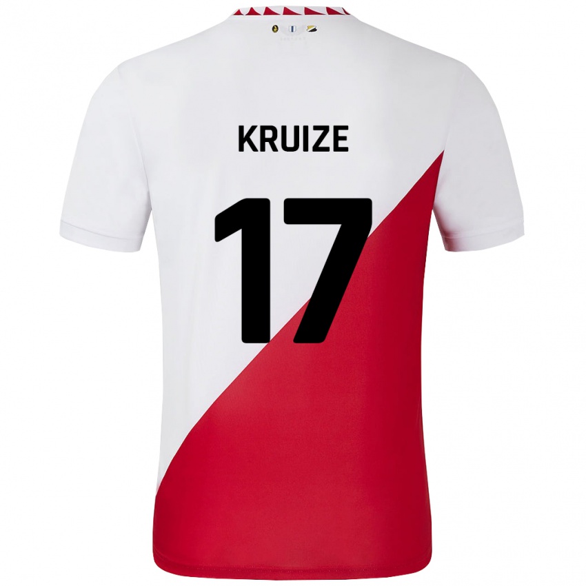 Niño Camiseta Elisha Kruize #17 Blanco Rojo 1ª Equipación 2024/25 La Camisa Argentina