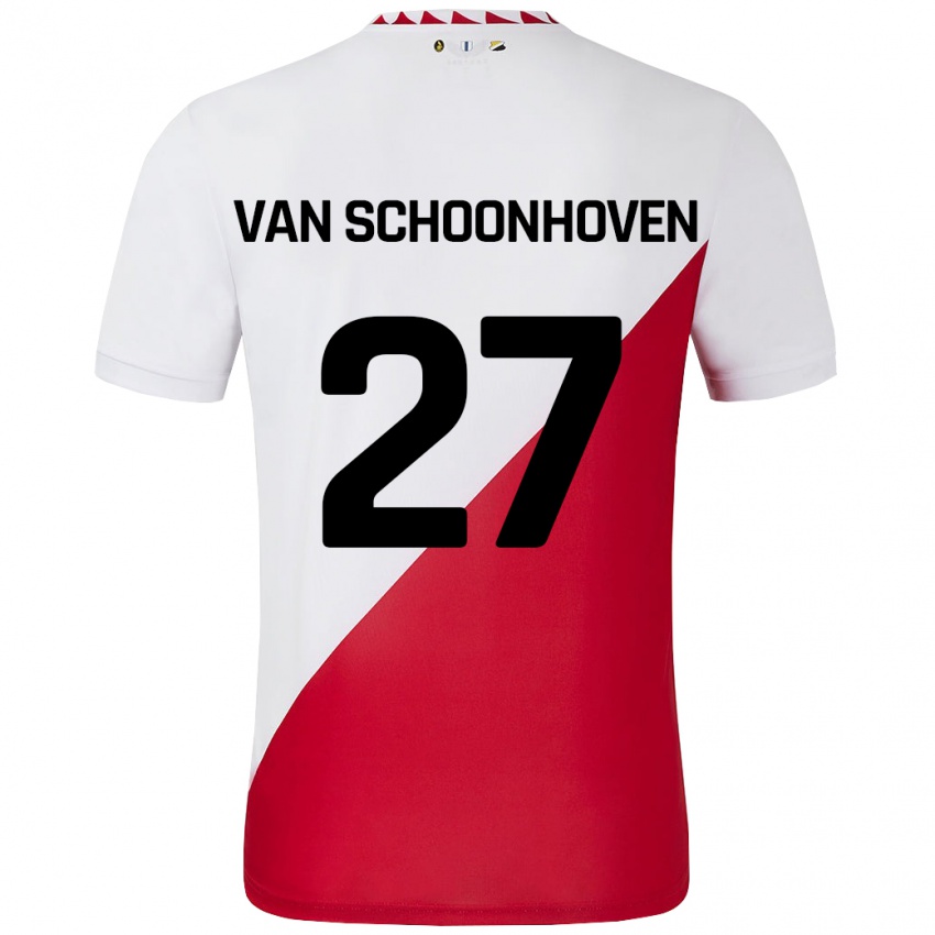 Niño Camiseta Nurija Van Schoonhoven #27 Blanco Rojo 1ª Equipación 2024/25 La Camisa Argentina