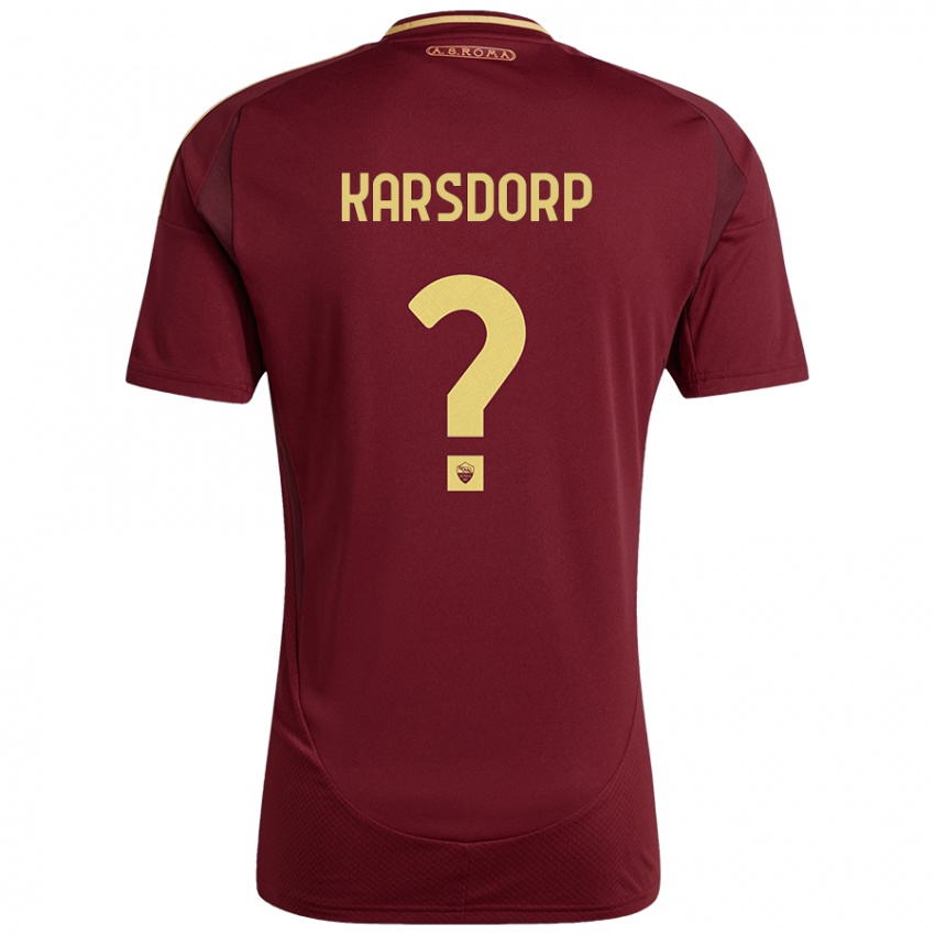 Niño Camiseta Rick Karsdorp #0 Rojo Marrón Dorado 1ª Equipación 2024/25 La Camisa Argentina