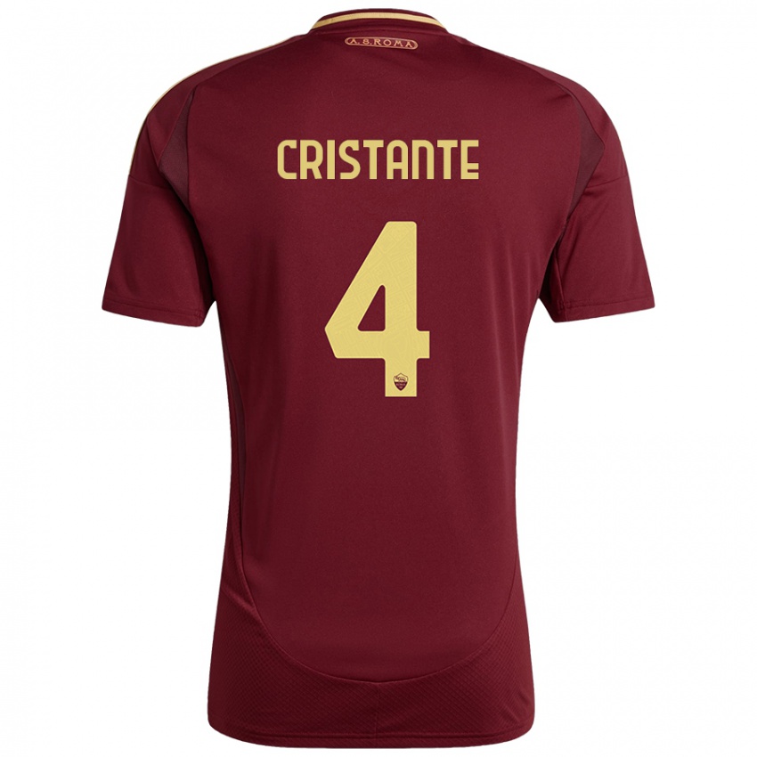 Niño Camiseta Bryan Cristante #4 Rojo Marrón Dorado 1ª Equipación 2024/25 La Camisa Argentina