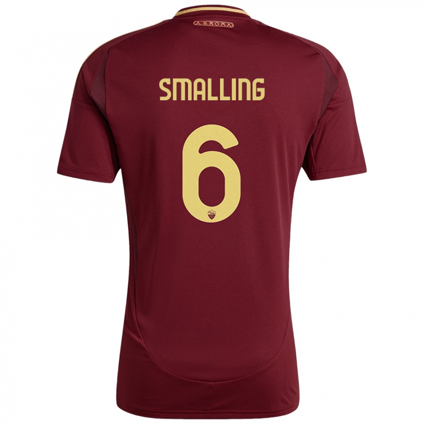 Niño Camiseta Chris Smalling #6 Rojo Marrón Dorado 1ª Equipación 2024/25 La Camisa Argentina