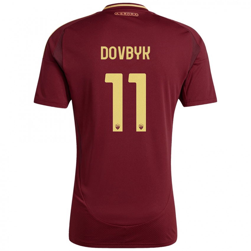 Niño Camiseta Artem Dovbyk #11 Rojo Marrón Dorado 1ª Equipación 2024/25 La Camisa Argentina