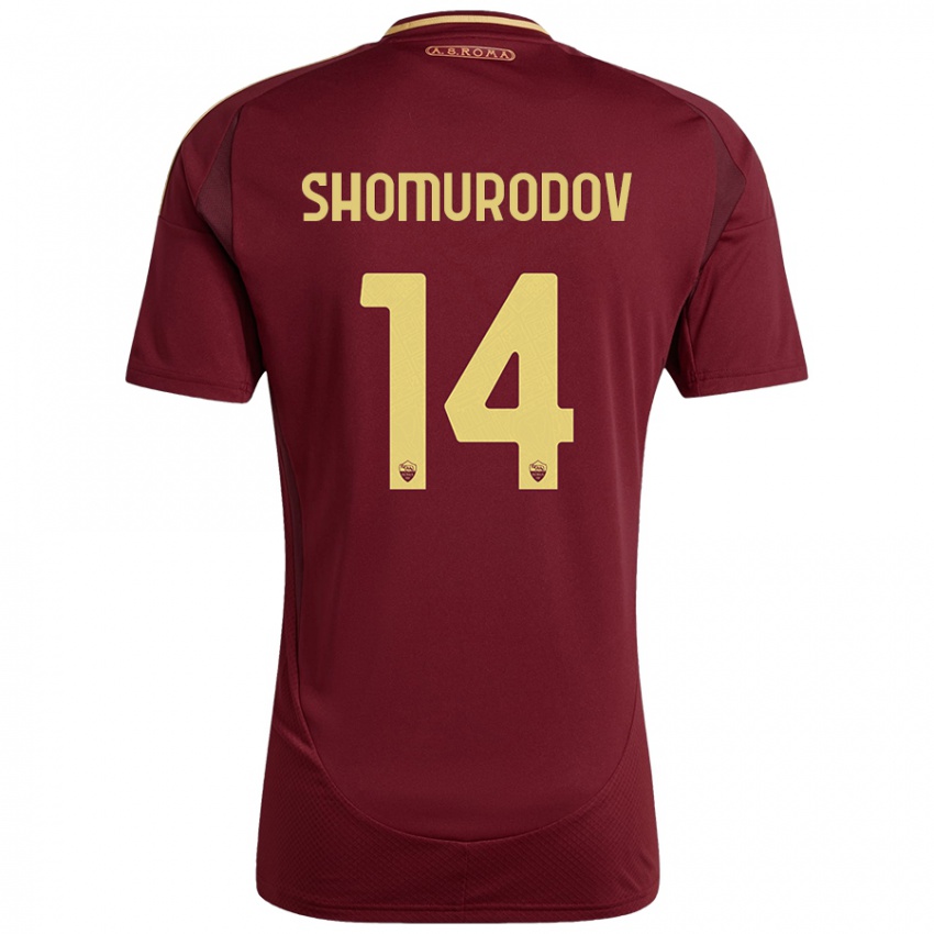 Niño Camiseta Eldor Shomurodov #14 Rojo Marrón Dorado 1ª Equipación 2024/25 La Camisa Argentina