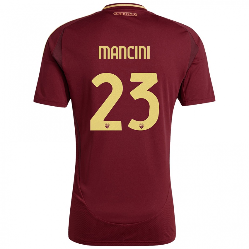 Niño Camiseta Gianluca Mancini #23 Rojo Marrón Dorado 1ª Equipación 2024/25 La Camisa Argentina