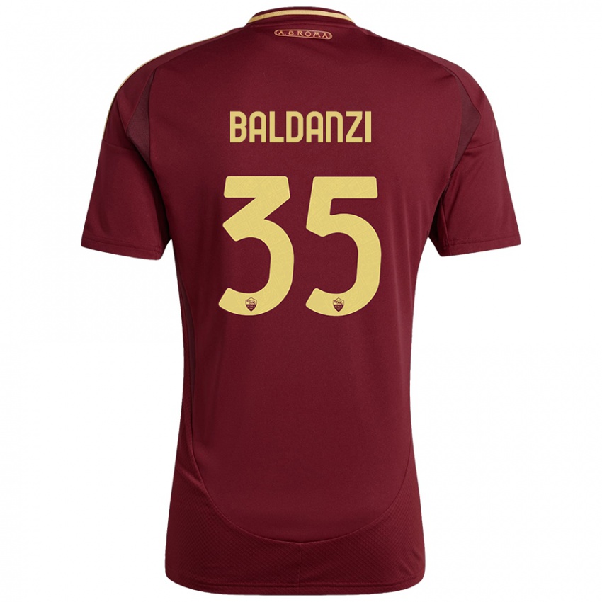 Niño Camiseta Tommaso Baldanzi #35 Rojo Marrón Dorado 1ª Equipación 2024/25 La Camisa Argentina