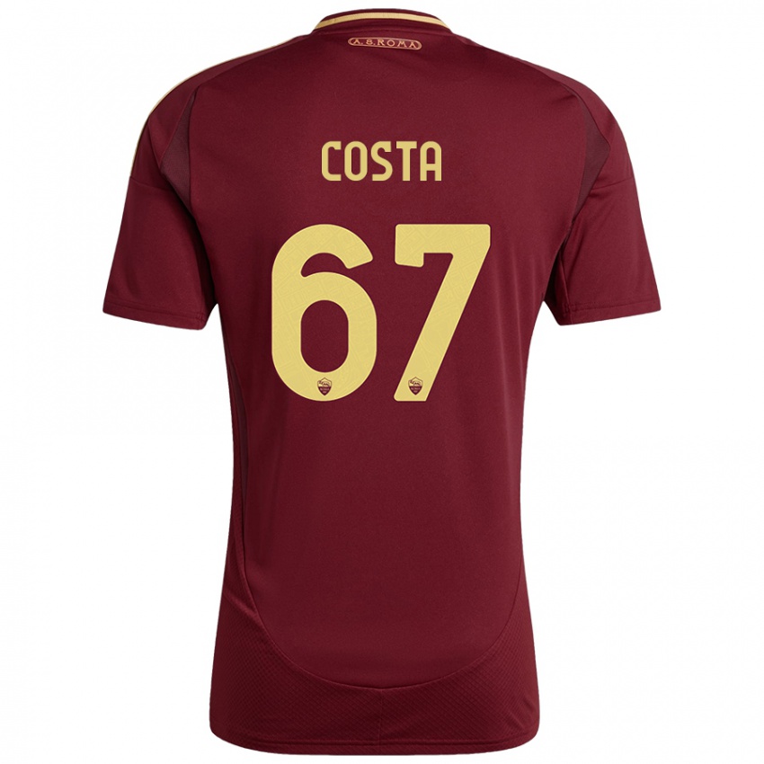 Niño Camiseta João Costa #67 Rojo Marrón Dorado 1ª Equipación 2024/25 La Camisa Argentina