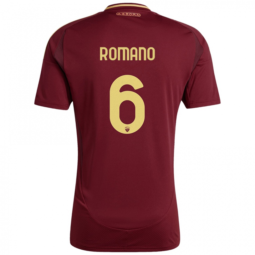 Niño Camiseta Alessandro Romano #6 Rojo Marrón Dorado 1ª Equipación 2024/25 La Camisa Argentina