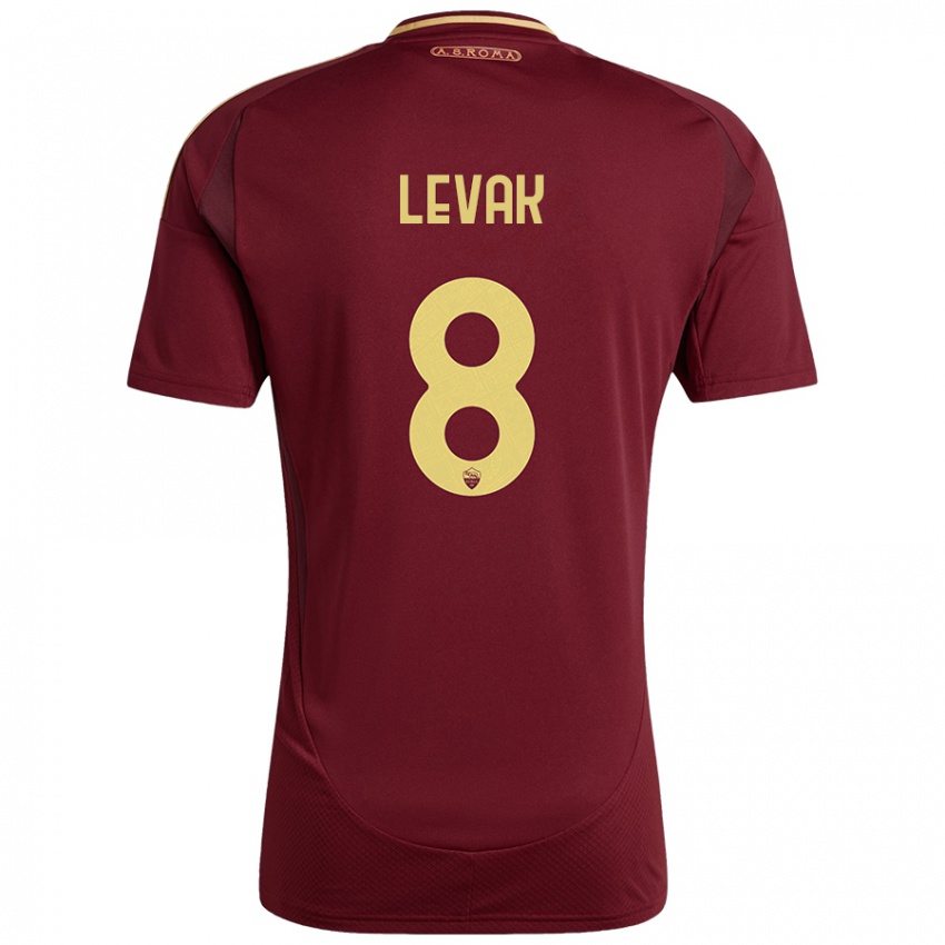 Niño Camiseta Sergej Levak #8 Rojo Marrón Dorado 1ª Equipación 2024/25 La Camisa Argentina