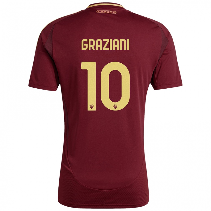 Niño Camiseta Leonardo Graziani #10 Rojo Marrón Dorado 1ª Equipación 2024/25 La Camisa Argentina