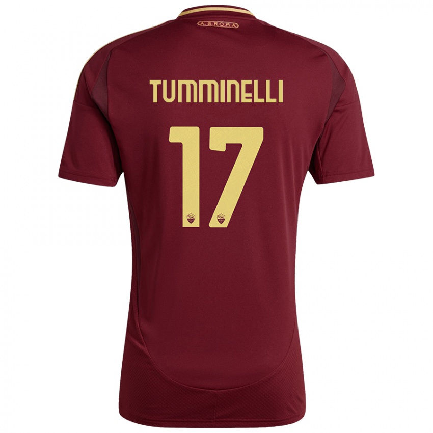 Niño Camiseta Gianmarco Tumminelli #17 Rojo Marrón Dorado 1ª Equipación 2024/25 La Camisa Argentina