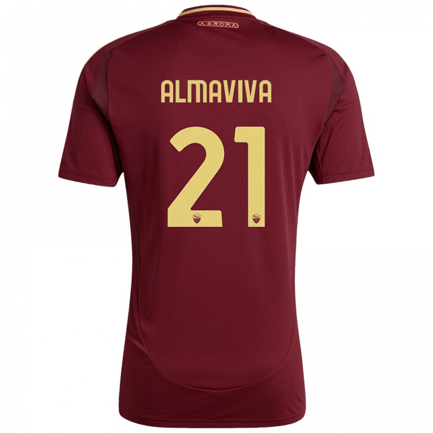 Niño Camiseta Mattia Almaviva #21 Rojo Marrón Dorado 1ª Equipación 2024/25 La Camisa Argentina