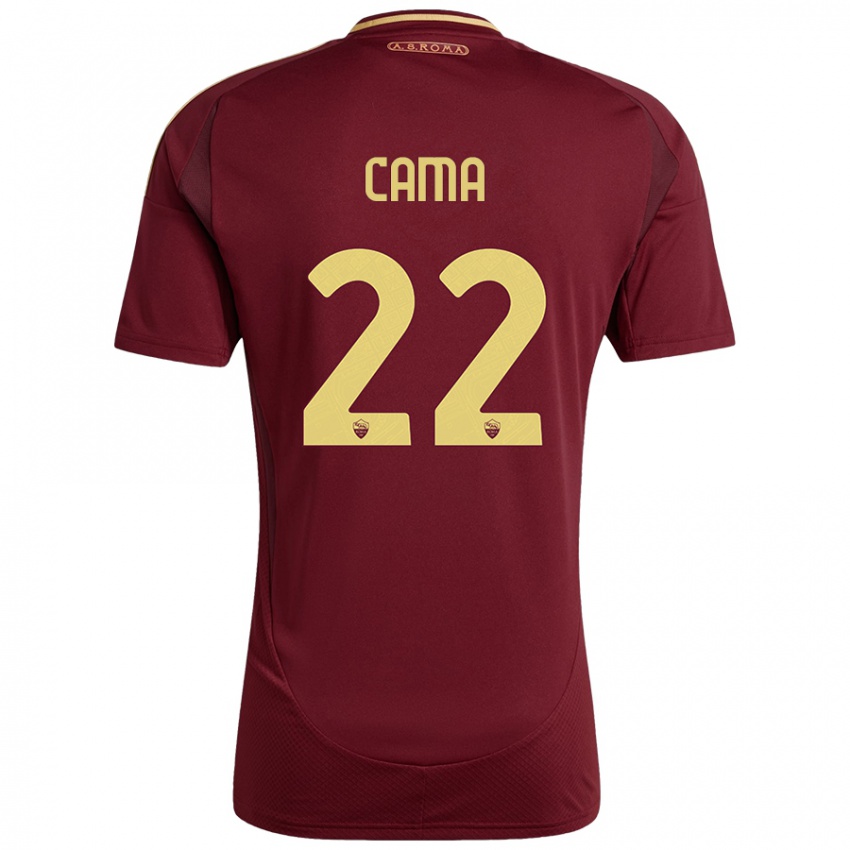 Niño Camiseta Cristian Cama #22 Rojo Marrón Dorado 1ª Equipación 2024/25 La Camisa Argentina