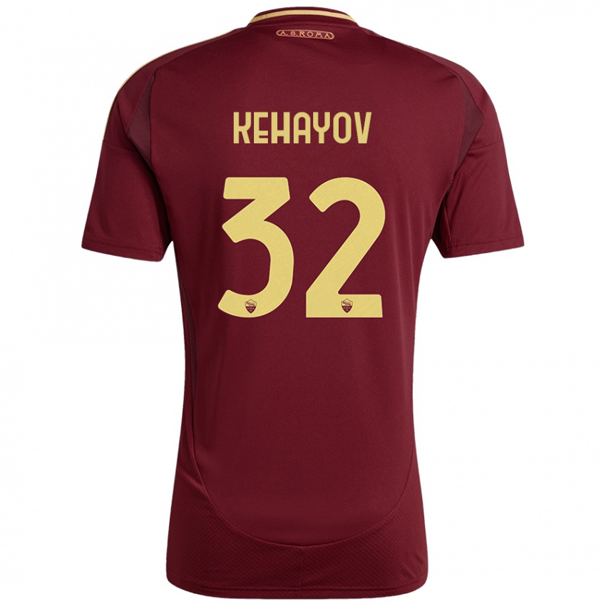 Niño Camiseta Atanas Kehayov #32 Rojo Marrón Dorado 1ª Equipación 2024/25 La Camisa Argentina