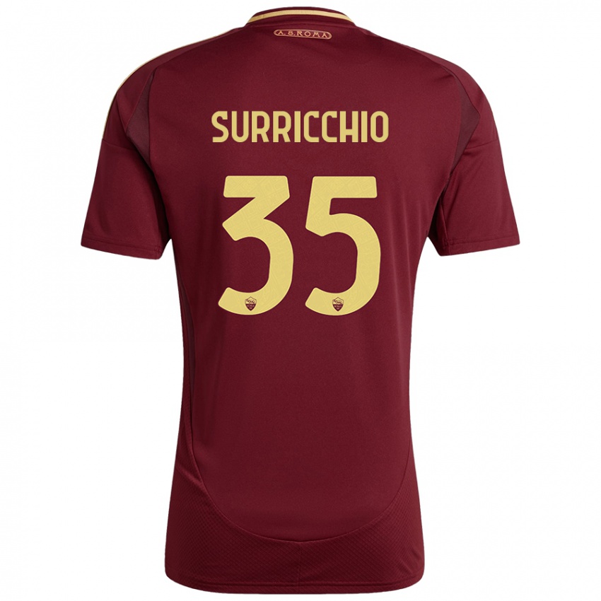 Niño Camiseta Jacopo Surricchio #35 Rojo Marrón Dorado 1ª Equipación 2024/25 La Camisa Argentina