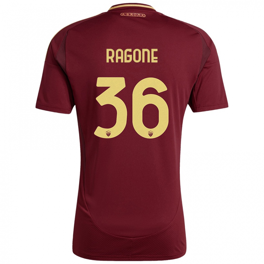 Niño Camiseta Diego Ragone #36 Rojo Marrón Dorado 1ª Equipación 2024/25 La Camisa Argentina