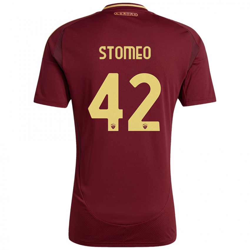 Niño Camiseta Giorgio Stomeo #42 Rojo Marrón Dorado 1ª Equipación 2024/25 La Camisa Argentina