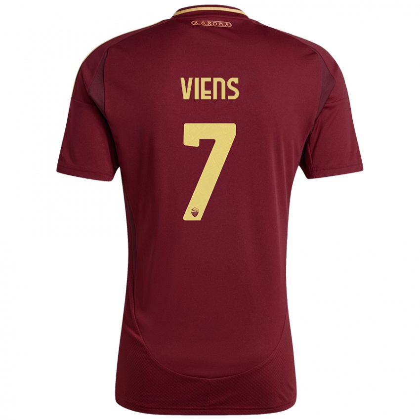 Niño Camiseta Evelyne Viens #7 Rojo Marrón Dorado 1ª Equipación 2024/25 La Camisa Argentina