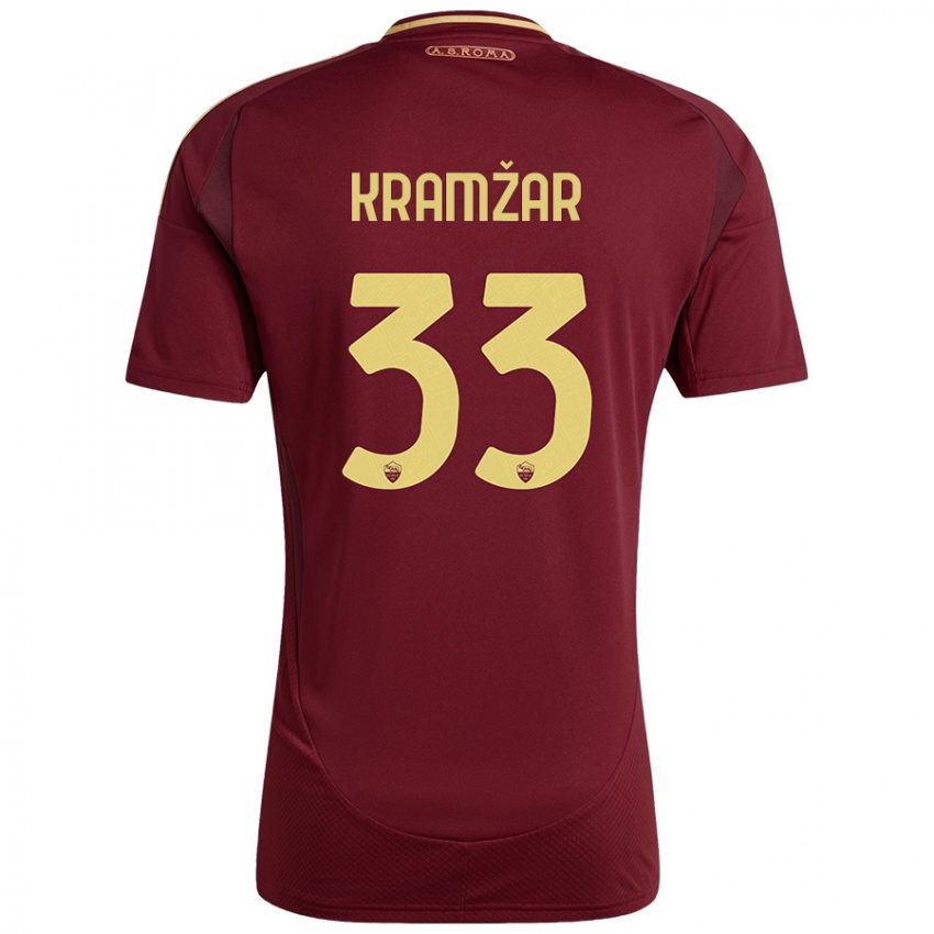 Niño Camiseta Zara Kramžar #33 Rojo Marrón Dorado 1ª Equipación 2024/25 La Camisa Argentina