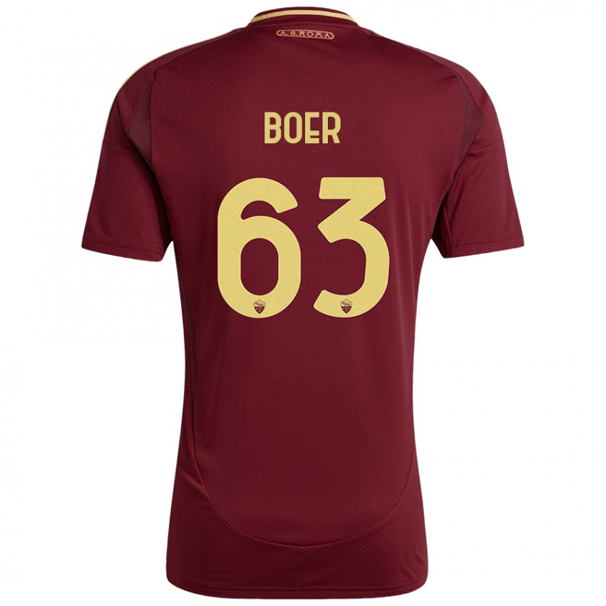 Niño Camiseta Pietro Boer #63 Rojo Marrón Dorado 1ª Equipación 2024/25 La Camisa Argentina