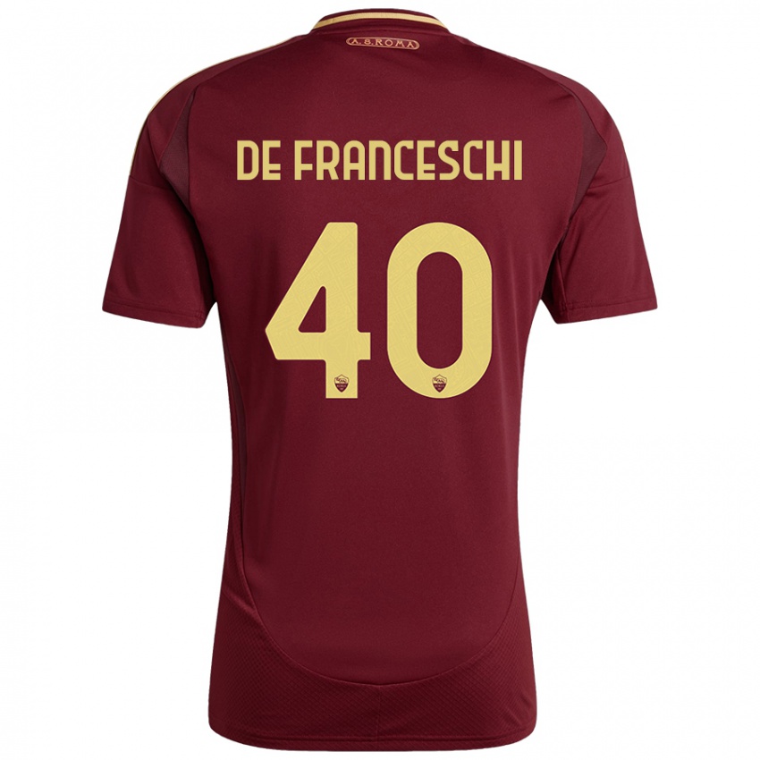 Niño Camiseta Leonardo De Franceschi #40 Rojo Marrón Dorado 1ª Equipación 2024/25 La Camisa Argentina