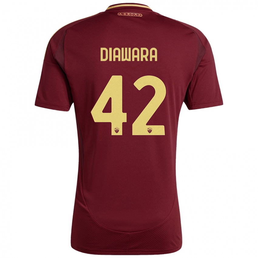 Niño Camiseta Amadou Diawara #42 Rojo Marrón Dorado 1ª Equipación 2024/25 La Camisa Argentina