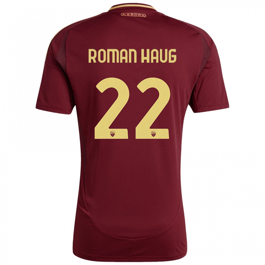 Niño Camiseta Sophie Roman Haug #22 Rojo Marrón Dorado 1ª Equipación 2024/25 La Camisa Argentina