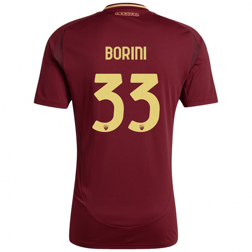 Niño Camiseta Joyce Borini #33 Rojo Marrón Dorado 1ª Equipación 2024/25 La Camisa Argentina