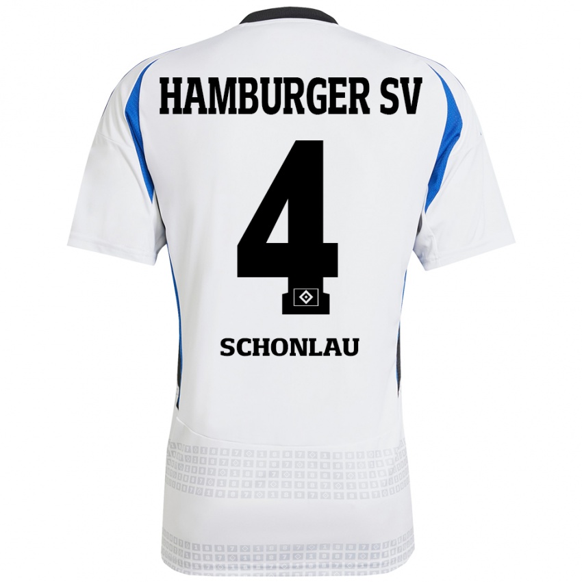 Niño Camiseta Sebastian Schonlau #4 Blanco Azul 1ª Equipación 2024/25 La Camisa Argentina