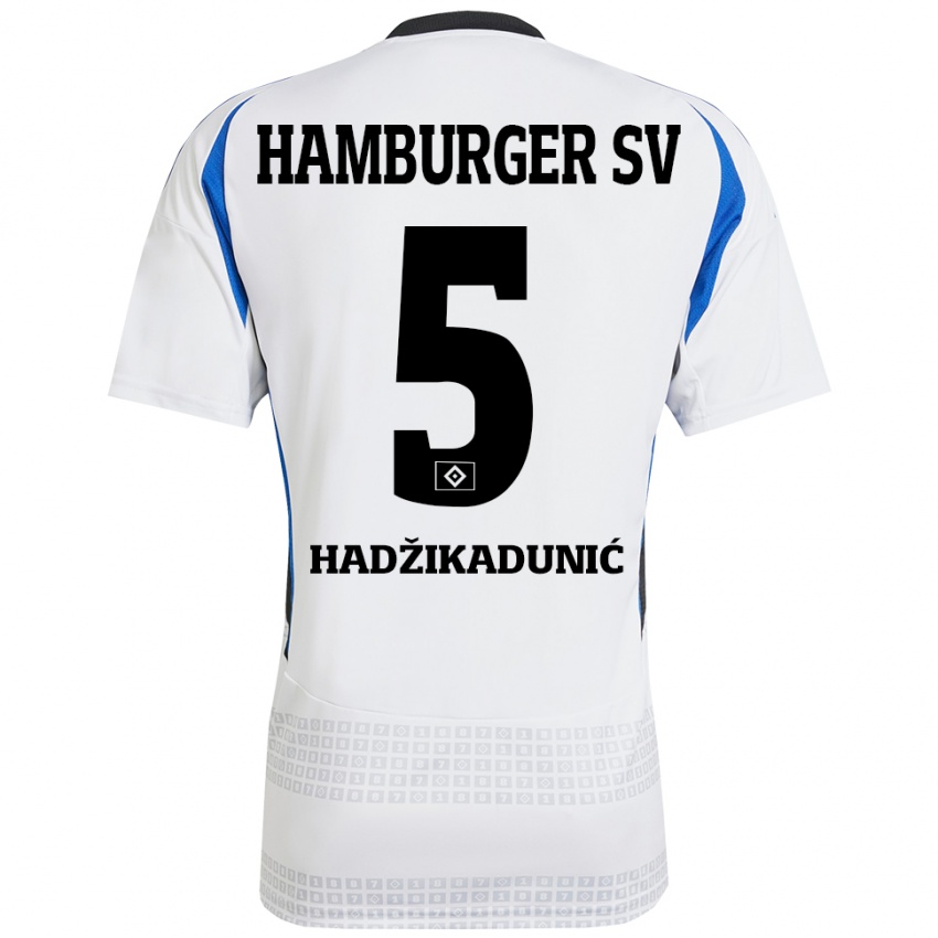 Niño Camiseta Dennis Hadzikadunic #5 Blanco Azul 1ª Equipación 2024/25 La Camisa Argentina