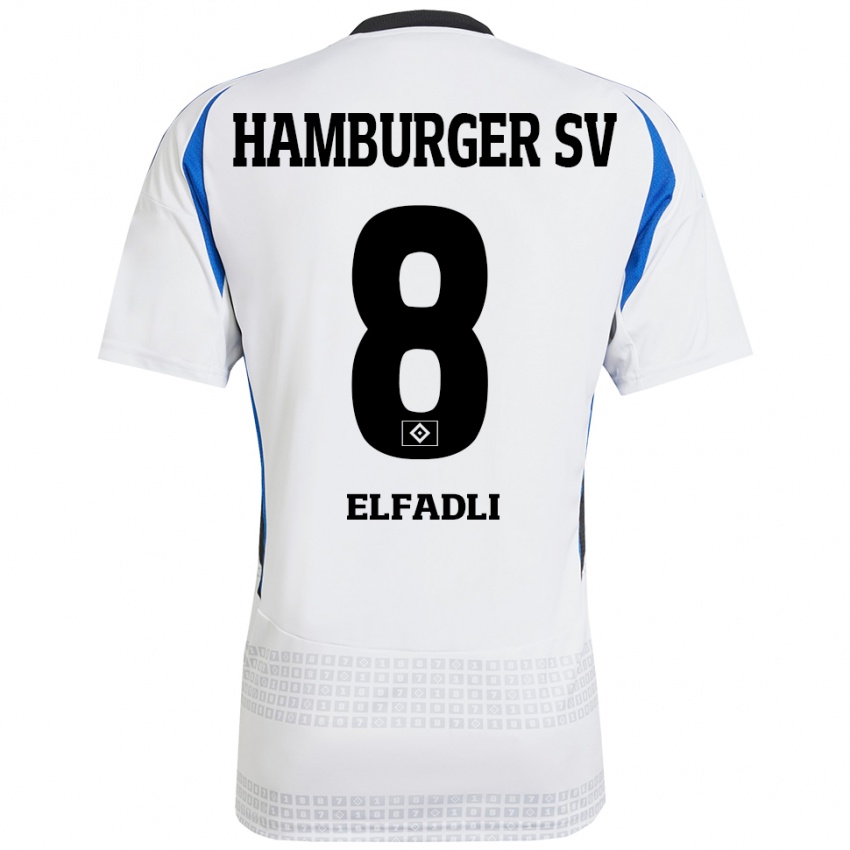 Niño Camiseta Daniel Elfadli #8 Blanco Azul 1ª Equipación 2024/25 La Camisa Argentina