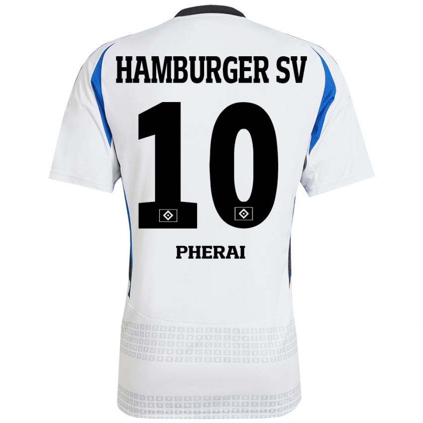 Niño Camiseta Immanuel Pherai #10 Blanco Azul 1ª Equipación 2024/25 La Camisa Argentina