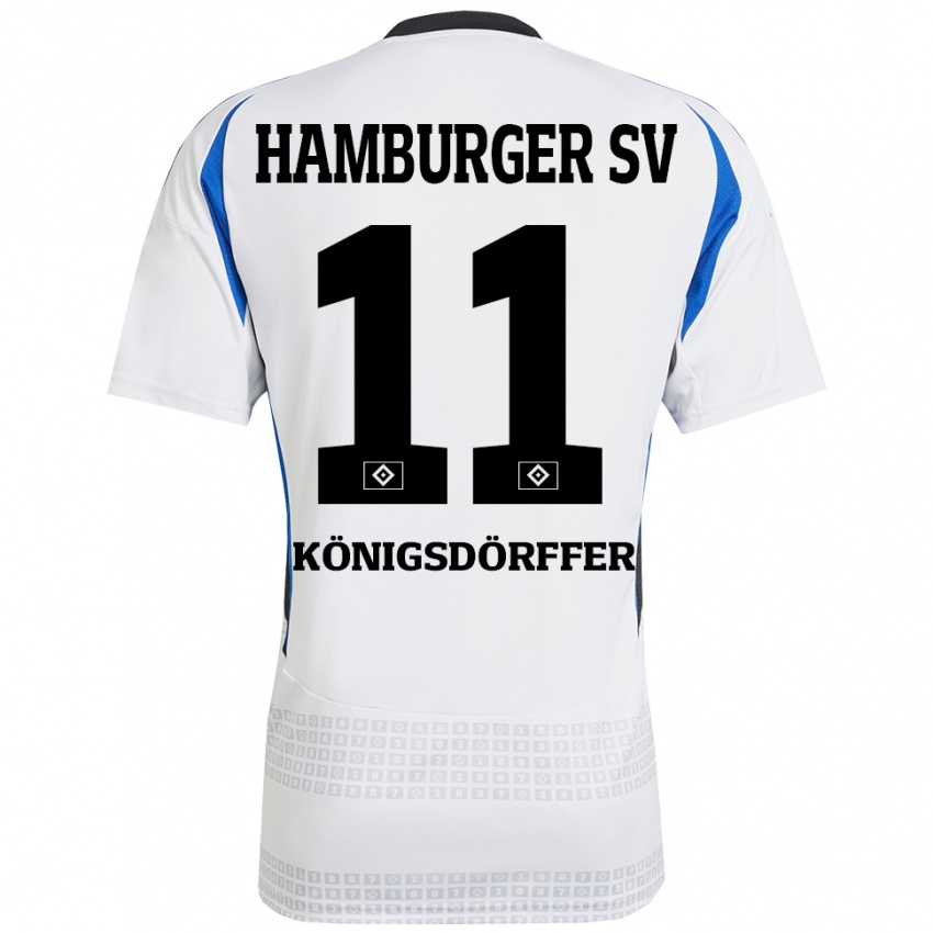 Niño Camiseta Ransford Königsdörffer #11 Blanco Azul 1ª Equipación 2024/25 La Camisa Argentina