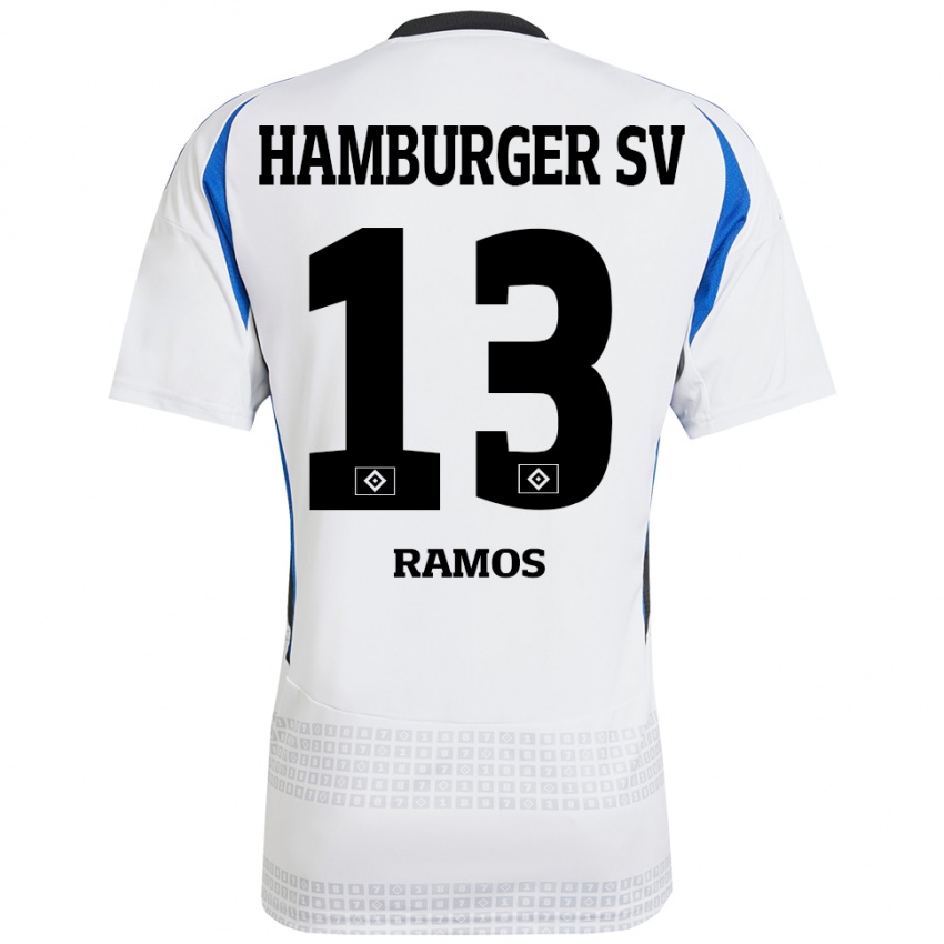 Niño Camiseta Guilherme Ramos #13 Blanco Azul 1ª Equipación 2024/25 La Camisa Argentina