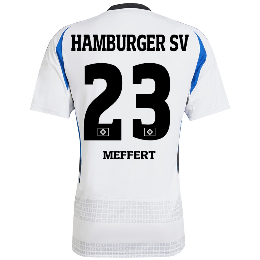 Niño Camiseta Jonas Meffert #23 Blanco Azul 1ª Equipación 2024/25 La Camisa Argentina