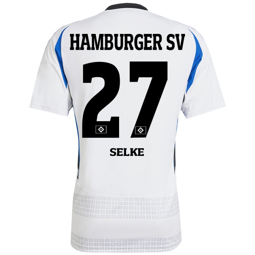 Niño Camiseta Davie Selke #27 Blanco Azul 1ª Equipación 2024/25 La Camisa Argentina