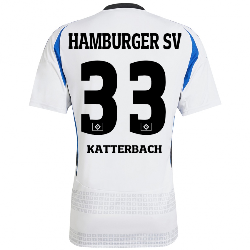 Niño Camiseta Noah Katterbach #33 Blanco Azul 1ª Equipación 2024/25 La Camisa Argentina