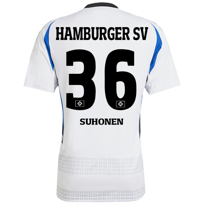 Niño Camiseta Anssi Suhonen #36 Blanco Azul 1ª Equipación 2024/25 La Camisa Argentina