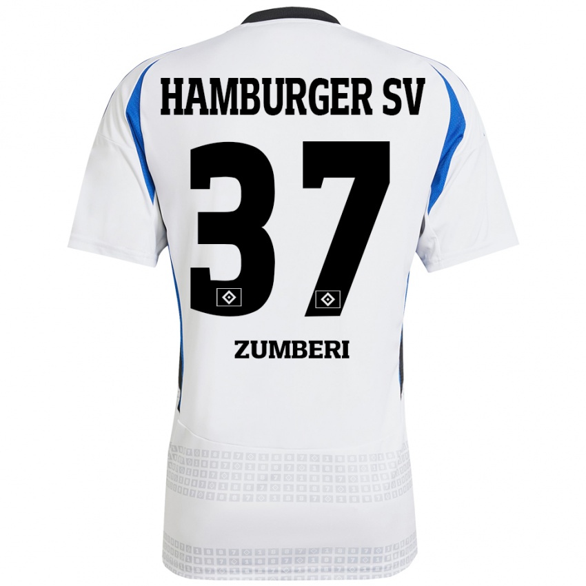 Niño Camiseta Valon Zumberi #37 Blanco Azul 1ª Equipación 2024/25 La Camisa Argentina