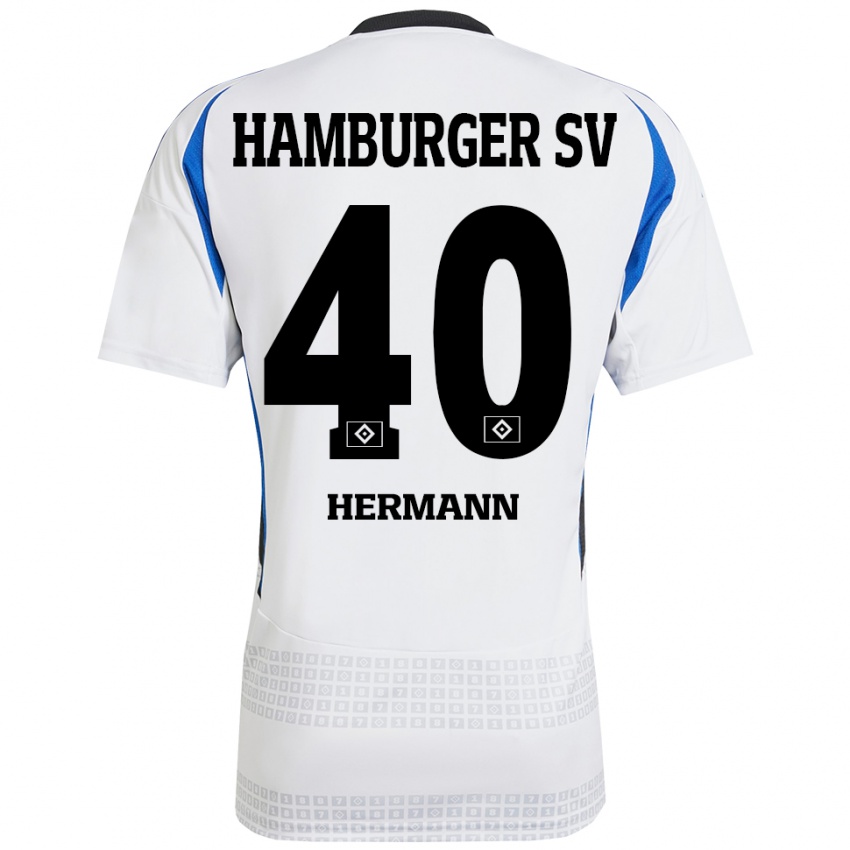 Niño Camiseta Hannes Hermann #40 Blanco Azul 1ª Equipación 2024/25 La Camisa Argentina