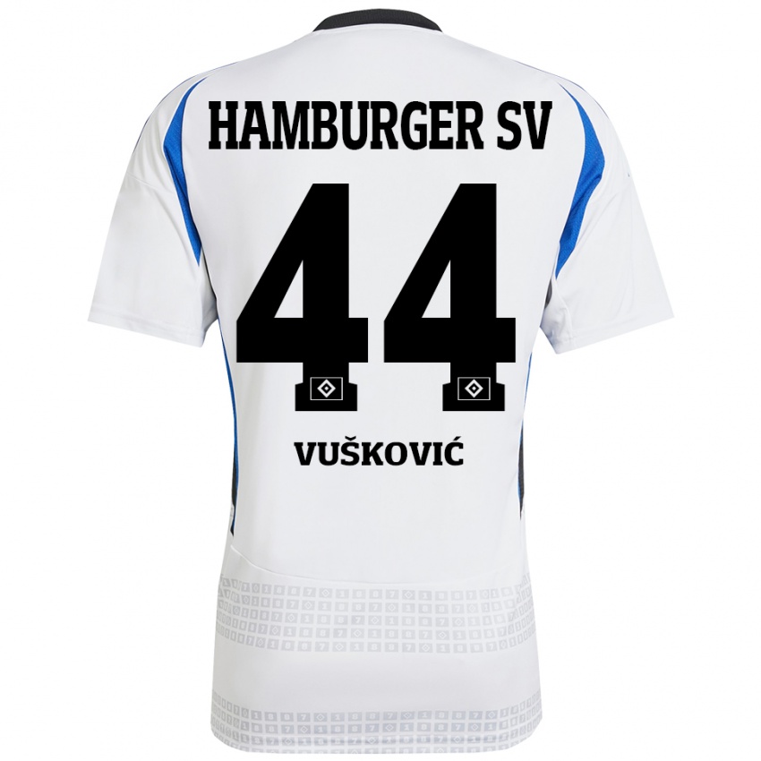 Niño Camiseta Mario Vuskovic #44 Blanco Azul 1ª Equipación 2024/25 La Camisa Argentina