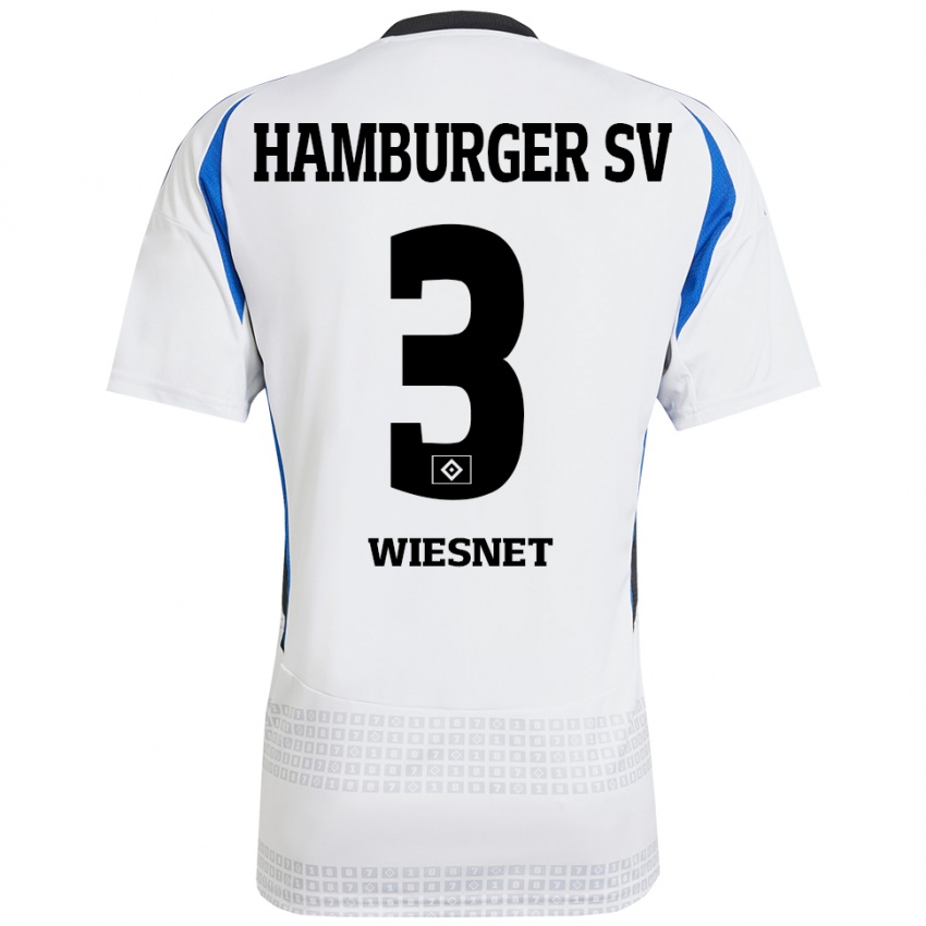 Niño Camiseta Melvin Wiesnet #3 Blanco Azul 1ª Equipación 2024/25 La Camisa Argentina