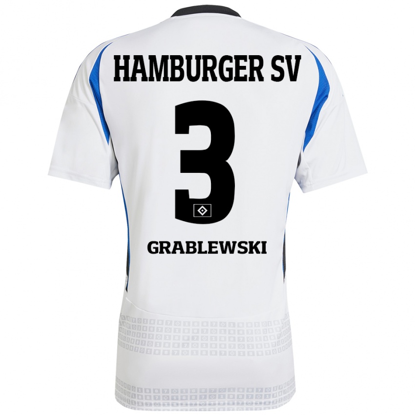 Niño Camiseta Max Grablewski #3 Blanco Azul 1ª Equipación 2024/25 La Camisa Argentina