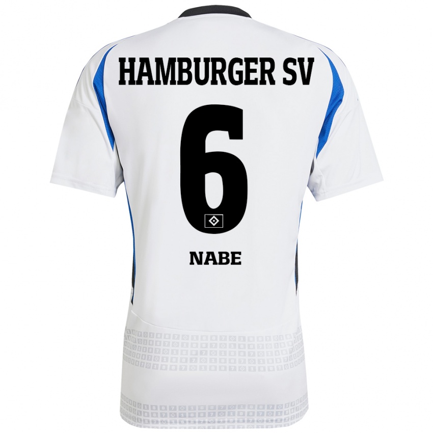 Niño Camiseta Jamal Nabe #6 Blanco Azul 1ª Equipación 2024/25 La Camisa Argentina